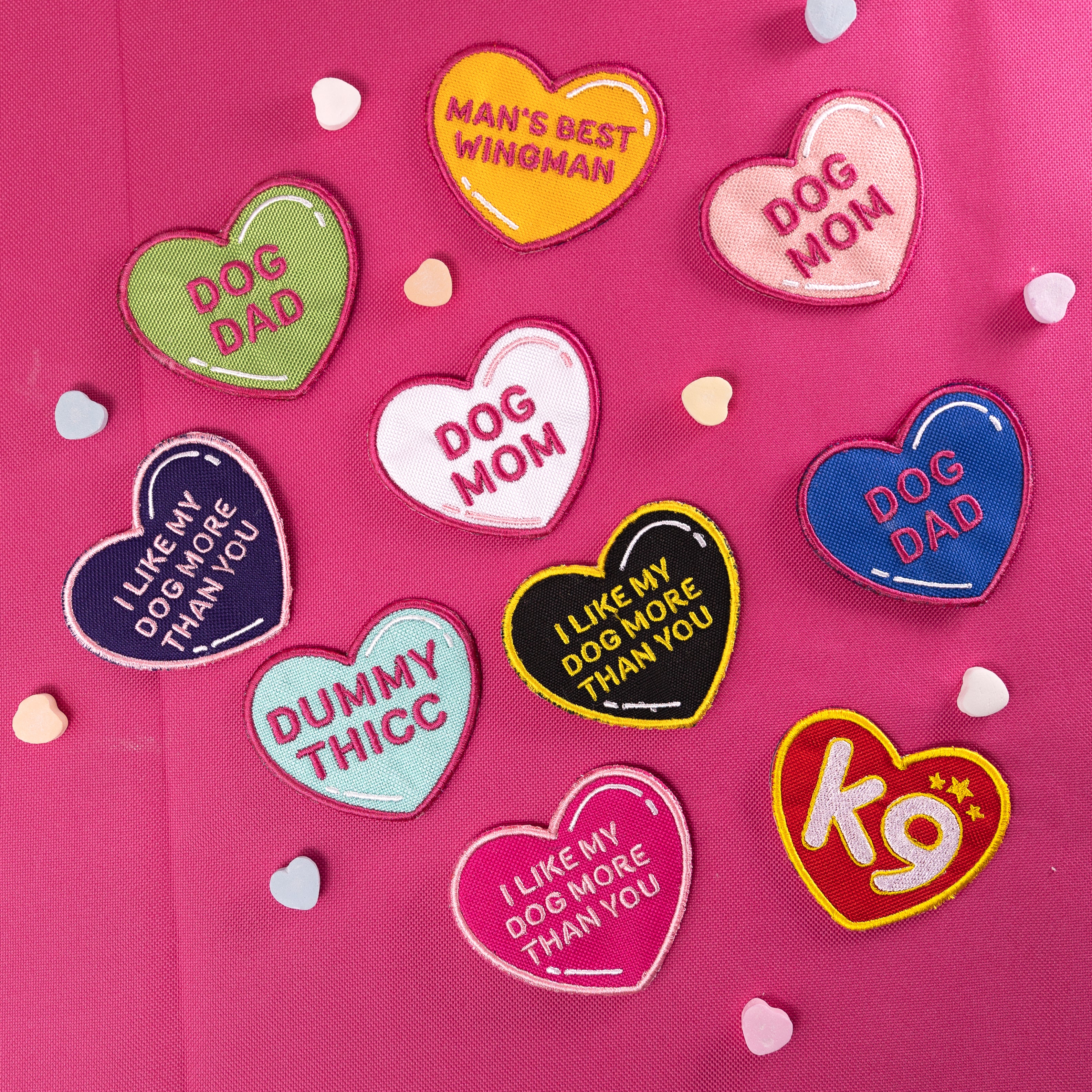 Conversation Heart Iron On Patch Pack of 6